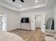 Open main bedroom featuring hard wood floors and neutral colored walls at 619 Berkshire Dr, Statesville, NC 28677