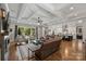 Spacious living room with modern finishes, a tray ceiling, fireplace, and ample natural light at Lot 17 Ridgeview Ln, Iron Station, NC 28080