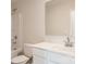 Clean bathroom featuring a combined shower and tub, a modern vanity, and efficient fixtures at 115 Dorian Pl, Troutman, NC 28166