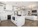Bright, open kitchen featuring a large island, stainless steel appliances, and elegant pendant lighting at 17201 Green Hill Rd, Charlotte, NC 28278