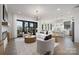 Open-concept living room boasts stylish furniture, elegant lighting, and seamless flow to the kitchen at 17201 Green Hill Rd, Charlotte, NC 28278