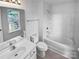 Clean bathroom with a vanity, toilet, and a bathtub, providing a functional and well-maintained space at 246 Tail Race Ln, Fort Mill, SC 29715