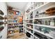 Organized pantry with shelving, showcasing ample storage space for food and kitchenware at 324 Patternote Rd, Mooresville, NC 28117