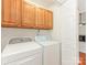Laundry room features wood cabinets and a washer/dryer hookup at 5011 Sharon Rd # J, Charlotte, NC 28210