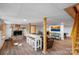 Finished basement with a stone fireplace, TV, pool table, and comfortable seating at 106 Mcnaron Ln, Mooresville, NC 28117