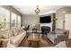 Elegant living room features a cozy fireplace, large windows, and stylish decor at 3004 Fallondale Rd, Waxhaw, NC 28173