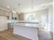 Bright kitchen featuring an island, gray cabinets, and stainless steel appliances at 3904 Craig Ave, Charlotte, NC 28211