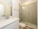 Modern bathroom boasts a glass shower, sleek fixtures, and a stylish vanity at 17021 Malone Ln, Mint Hill, NC 28227