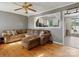 Comfortable living room with hardwood floors, gray walls and view to kitchen at 3204 Starrland Dr, Gastonia, NC 28052