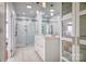 Beautifully remodeled main bathroom featuring a double vanity and a frameless glass shower at 4164 54Th Ne Ave, Hickory, NC 28601