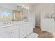 Bright bathroom with double vanity and spacious shower at 12018 Grey Partridge Dr, Charlotte, NC 28278
