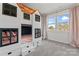 bedroom with custom bunk beds that look like a playhouse with windows and drawers at 12018 Grey Partridge Dr, Charlotte, NC 28278