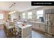 Community clubhouse kitchen featuring stainless steel appliances, gray cabinetry, and bar seating at 2209 Lincolnshire Ln, Waxhaw, NC 28173