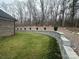 Manicured backyard with retaining wall at 404 Imperial Way, Albemarle, NC 28001