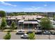 An inviting aerial perspective of Protagonist brewery showcases outdoor seating and modern architecture at 507 Bowman Rd, Charlotte, NC 28217