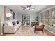 Comfortable living room with modern furnishings and views of the well landscaped yard at 512 Rhodes Ave, Kings Mountain, NC 28086