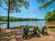 Scenic lakeside with seating area, perfect for enjoying peaceful views and the surrounding nature at 8418 Loxton Cir, Charlotte, NC 28214