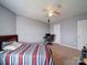 Bedroom featuring neutral gray walls, ceiling fan, and carpet flooring at 3841 Shasta Cir, Clover, SC 29710