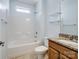 Full bathroom with tub/shower combination, and vanity with granite countertop at 4329 Hunton Dale Nw Rd, Concord, NC 28027