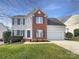 Charming two-story home with brick details, blue shutters, and a well-kept lawn at 4910 Summerside Dr, Clover, SC 29710