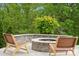 Outdoor seating area features a stone fire pit and comfortable chairs for relaxing and enjoying the backyard views at 1082 Dorsey Dr, Fort Mill, SC 29715