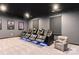 A home theater featuring black leather recliners, ambient lighting, and comfortable lounge chair at 1082 Dorsey Dr, Fort Mill, SC 29715