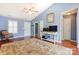 Bright living room features vaulted ceiling, natural light and wood-look floors at 1362 Copper Creek Ln, Fort Mill, SC 29715