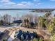 Aerial view of a beautiful brick home close to the water at 462 Barber Loop, Mooresville, NC 28117