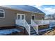 Exterior view of deck featuring white railing and stairs, with a grey exterior at 468 White Oak Branch Rd, Statesville, NC 28625
