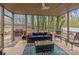 Relaxing screened porch featuring comfortable seating, a ceiling fan, and serene backyard views at 207 Pebble Creek Xing, Fort Mill, SC 29715