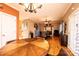 Dining room showcasing hardwood floors and easy access to the living room at 2622 Rolling Ridge Dr, Hickory, NC 28602