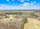 An aerial view of residential area with mixture of open land and tree coverage, under a beautiful blue sky at 348 Fleetwood Rd, York, SC 29745