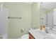 Bathroom featuring single sink vanity, tile floors, and shower with tub at 348 Fleetwood Rd, York, SC 29745