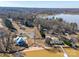 Aerial view of waterfront homes with private docks, sandy beaches, and mature trees at 4080 Elks Park Rd, Rock Hill, SC 29732