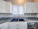 Kitchen close-up featuring a double sink and white cabinets with hardware at 4080 Elks Park Rd, Rock Hill, SC 29732