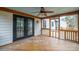 Inviting screened porch with ceiling fan offering a view of the backyard at 8730 Rittenhouse Cir, Charlotte, NC 28270