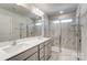 Bathroom with double sink vanity, modern finishes, and glass shower at 2330 Hedgecliff Rd # 157, Kannapolis, NC 28025
