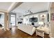 Bright living room features hardwood floors, fireplace and custom built-in entertainment center at 341 Fischer Rd, Fort Mill, SC 29715