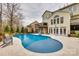 Inviting pool area with a lovely stone patio, perfect for outdoor relaxation and entertaining at 341 Fischer Rd, Fort Mill, SC 29715
