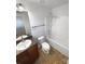 Bathroom featuring a shower-tub combo, vanity with sink and neutral walls at 111 Chaffee Pl, Mooresville, NC 28115