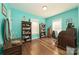 Charming blue home office featuring a desk, chair, and two windows at 175 Riley'S Dr, Salisbury, NC 28146