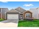 Charming one-story home featuring a two-car garage, well-maintained lawn, and a welcoming stone-accented facade at 1949 Vanderlyn St, Monroe, NC 28112