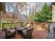 Outdoor patio features a seating area with stylish cushions and a shade umbrella at 201 Oak Creek Dr, Charlotte, NC 28270