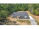 Aerial view of a charming home with a grey roof, black shutters, white siding, and a welcoming front porch at 2194 Lannie Ln, Rock Hill, SC 29730