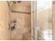 The bathroom has a glass enclosed shower with tile surround and a built in bench at 12112 Autumn Winds Ln, Pineville, NC 28134