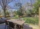 Backyard view showcasing a deck with dining and seating areas, along with a spacious lawn at 1225 Braeburn Rd, Charlotte, NC 28211
