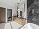 Stylish bathroom with a large vanity, modern lighting, and luxurious finishes at 2536 Brawley School Rd, Mooresville, NC 28117
