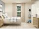 Comfortable bedroom featuring natural light and a whimsical blue, white and tan design at 4633 Potters Wheel Dr, Fort Mill, SC 29715