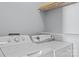 Clean laundry room features a washer, dryer and wire rack shelves at 701 S Torrence St, Charlotte, NC 28204