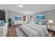 Bright main bedroom features two windows, luxury vinyl floors, and neutral walls at 1254 Raxter Rd, Edgemoor, SC 29712